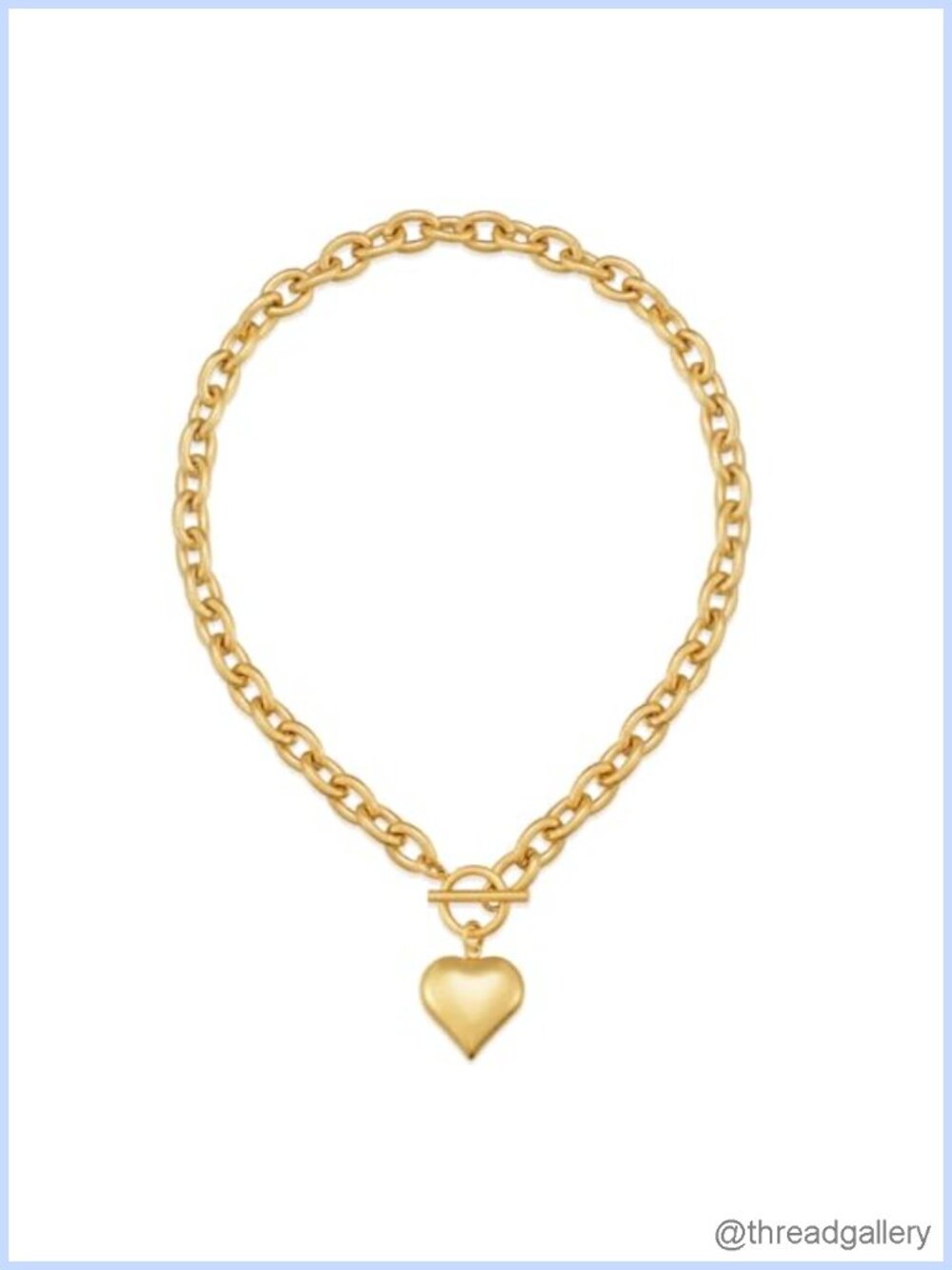 Gold Plated Chunky Heart Pendant Necklace Thick Link Chain 20.5in